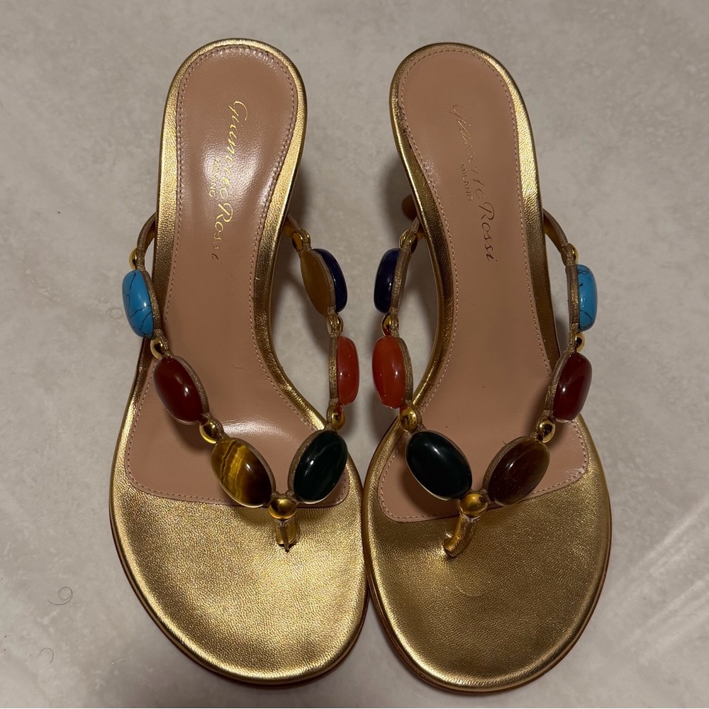 Gianvito Rossi shanti multi stone sandal heels